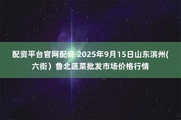 配资平台官网配资 2025年9月15日山东滨州(六街）鲁北蔬菜批发市场价格行情